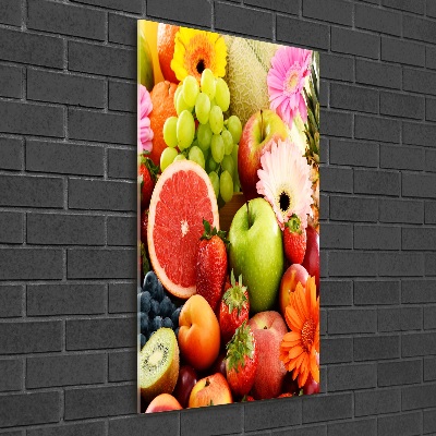 Cuadro decorativo en acrílico brillante vertical Frutas y flores