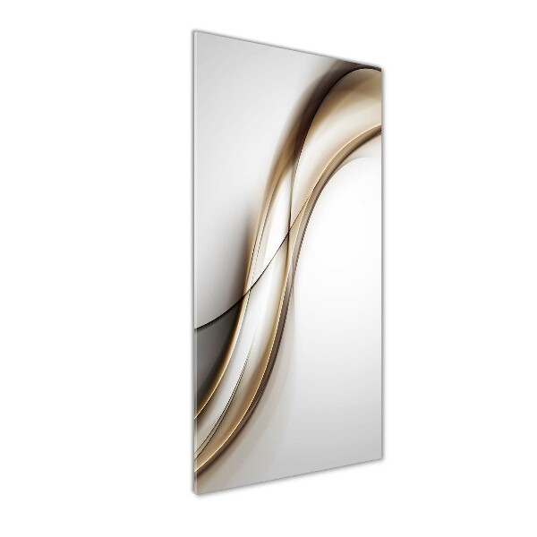 Cuadro de metacrilato moderno efecto cristal vertical Ola marrón