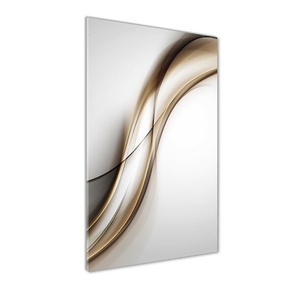 Cuadro de metacrilato moderno efecto cristal vertical Ola marrón