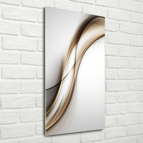 Cuadro de metacrilato moderno efecto cristal vertical Ola marrón