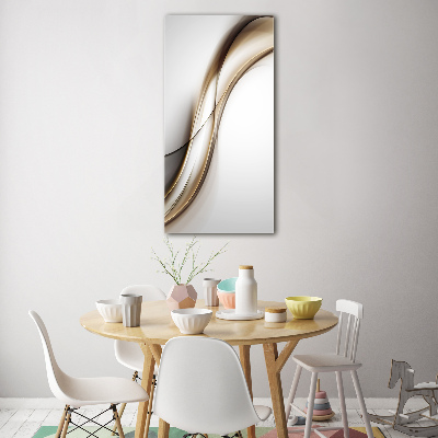 Cuadro de metacrilato moderno efecto cristal vertical Ola marrón