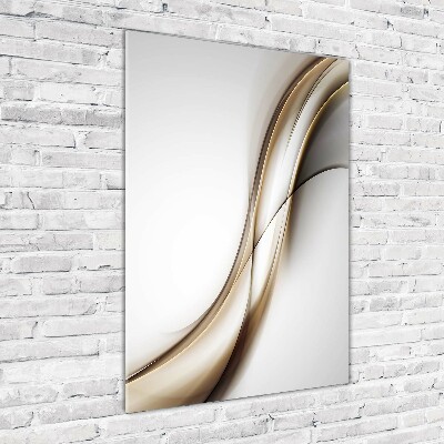 Cuadro de metacrilato moderno efecto cristal vertical Ola marrón
