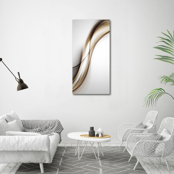 Cuadro de metacrilato moderno efecto cristal vertical Ola marrón