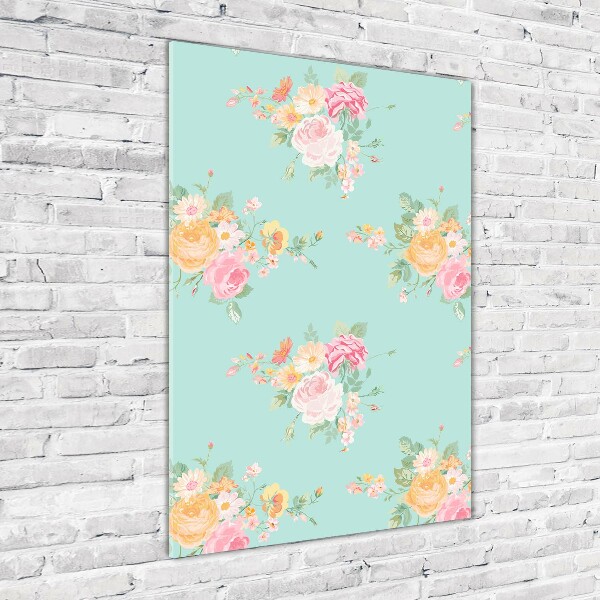 Cuadro decorativo en acrílico brillante vertical Flores