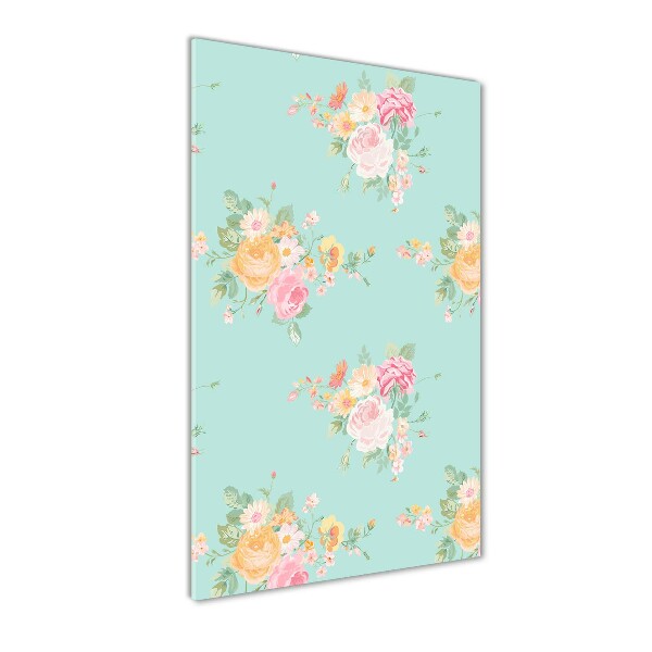 Cuadro decorativo en acrílico brillante vertical Flores