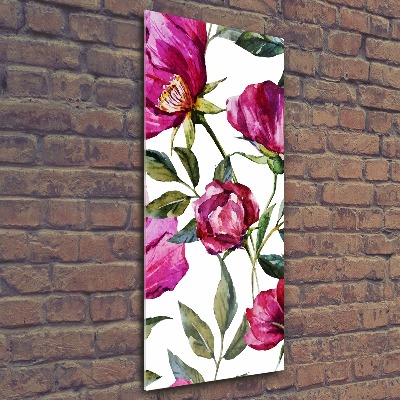 Cuadro decorativo en acrílico brillante vertical Amapolas