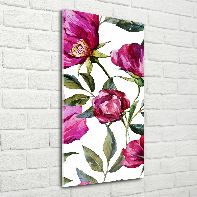 Cuadro decorativo en acrílico brillante vertical Amapolas