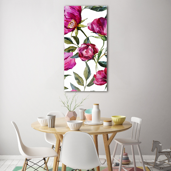 Cuadro decorativo en acrílico brillante vertical Amapolas