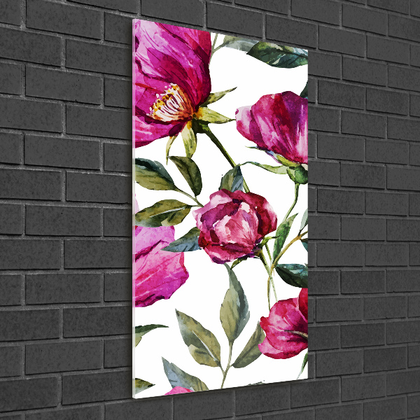 Cuadro decorativo en acrílico brillante vertical Amapolas