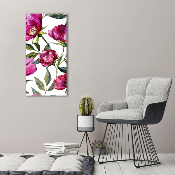 Cuadro decorativo en acrílico brillante vertical Amapolas