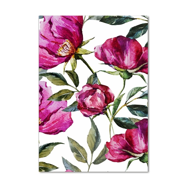 Cuadro decorativo en acrílico brillante vertical Amapolas