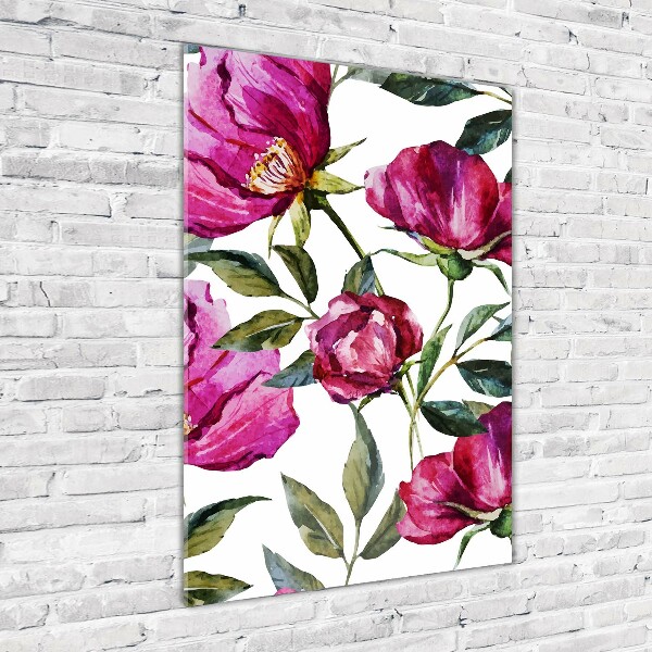 Cuadro decorativo en acrílico brillante vertical Amapolas