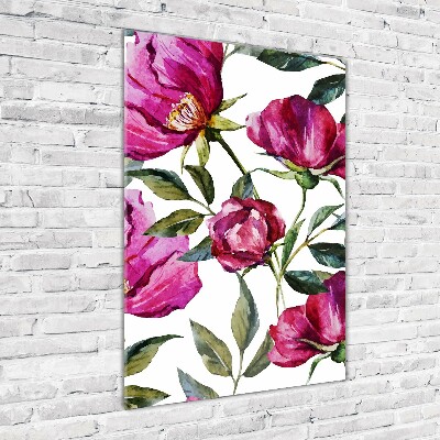 Cuadro decorativo en acrílico brillante vertical Amapolas