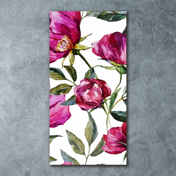 Cuadro decorativo en acrílico brillante vertical Amapolas