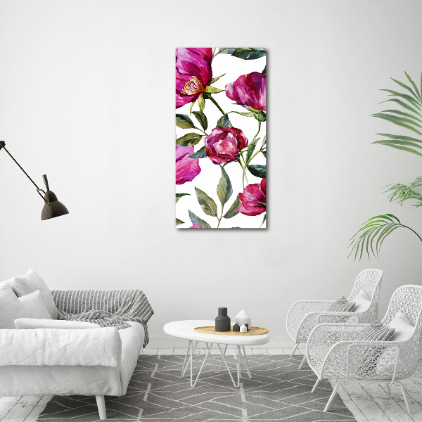 Cuadro decorativo en acrílico brillante vertical Amapolas