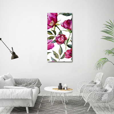 Cuadro decorativo en acrílico brillante vertical Amapolas