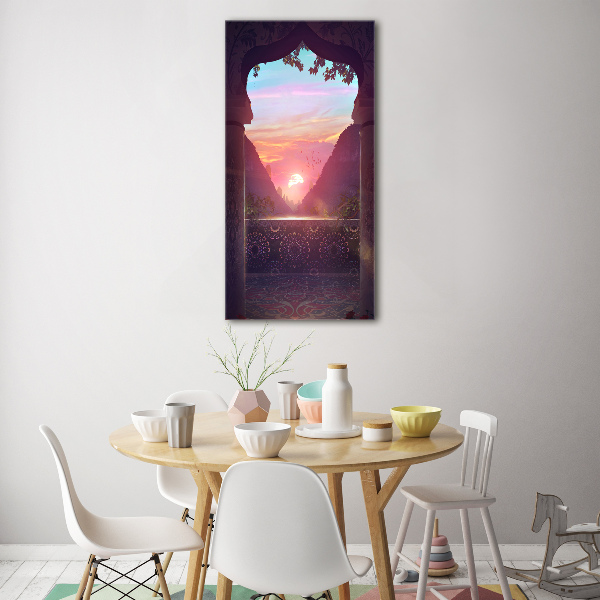 Cuadro decorativo en acrílico brillante vertical Arquitectura oriental