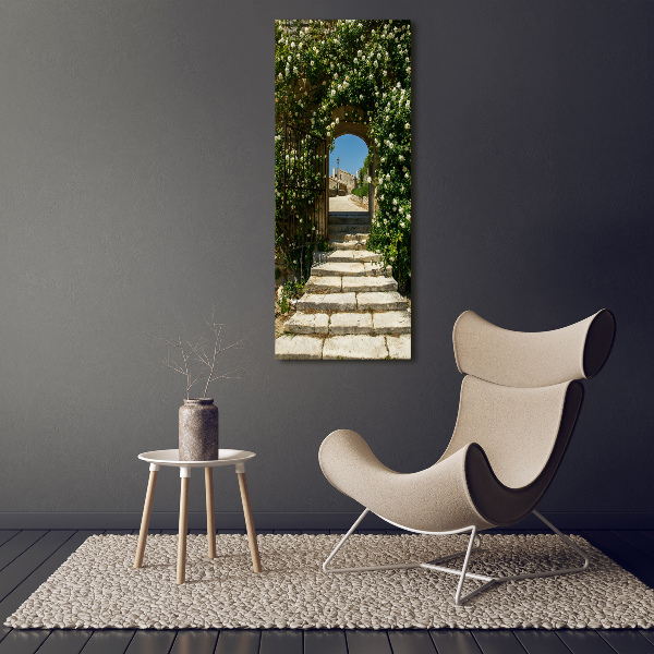 Cuadro de metacrilato moderno efecto cristal vertical Arco floral