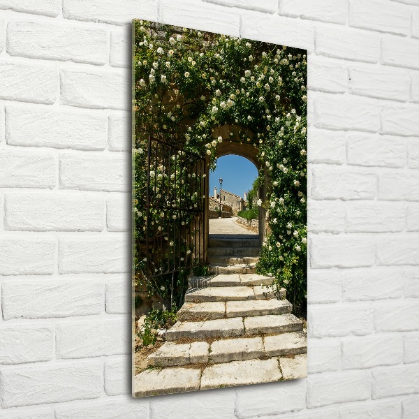 Cuadro de metacrilato moderno efecto cristal vertical Arco floral