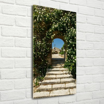 Cuadro de metacrilato moderno efecto cristal vertical Arco floral