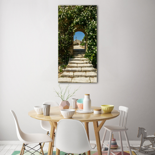 Cuadro de metacrilato moderno efecto cristal vertical Arco floral