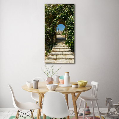 Cuadro de metacrilato moderno efecto cristal vertical Arco floral