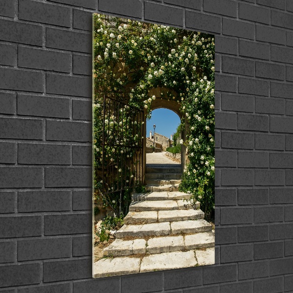Cuadro de metacrilato moderno efecto cristal vertical Arco floral