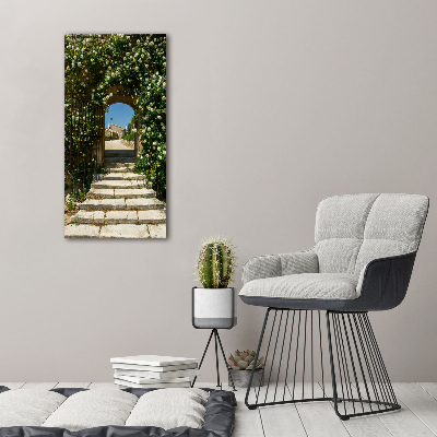 Cuadro de metacrilato moderno efecto cristal vertical Arco floral