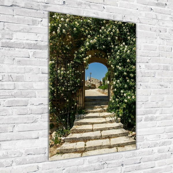 Cuadro de metacrilato moderno efecto cristal vertical Arco floral