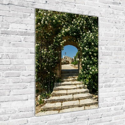 Cuadro de metacrilato moderno efecto cristal vertical Arco floral