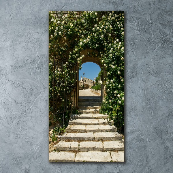 Cuadro de metacrilato moderno efecto cristal vertical Arco floral