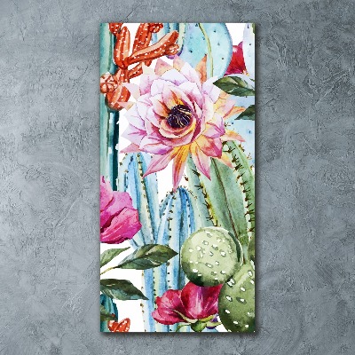 Cuadro de metacrilato moderno efecto cristal vertical Cactus