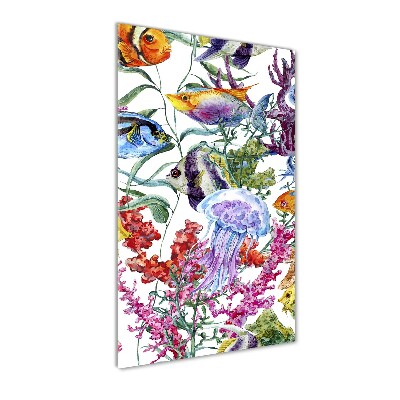 Cuadro de metacrilato moderno efecto cristal vertical Mundo submarino