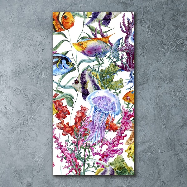 Cuadro de metacrilato moderno efecto cristal vertical Mundo submarino