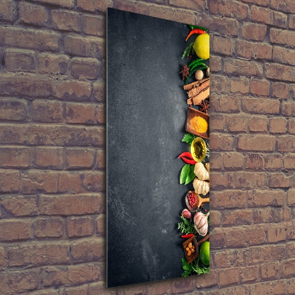 Cuadro decorativo en acrílico brillante vertical Especias y hierbas