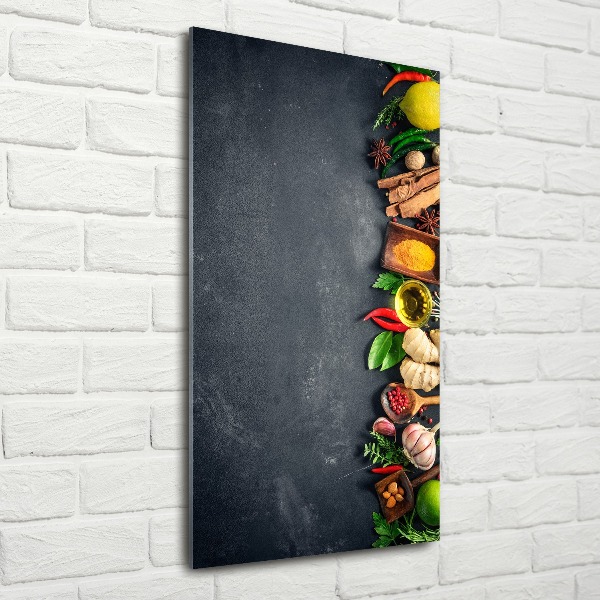 Cuadro decorativo en acrílico brillante vertical Especias y hierbas