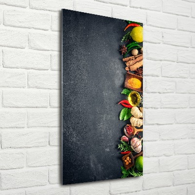 Cuadro decorativo en acrílico brillante vertical Especias y hierbas