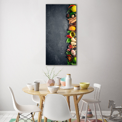 Cuadro decorativo en acrílico brillante vertical Especias y hierbas
