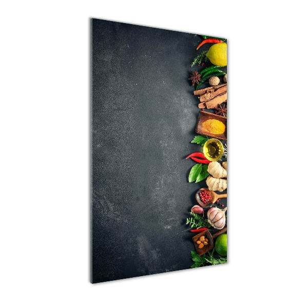 Cuadro decorativo en acrílico brillante vertical Especias y hierbas