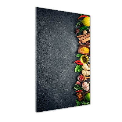 Cuadro decorativo en acrílico brillante vertical Especias y hierbas