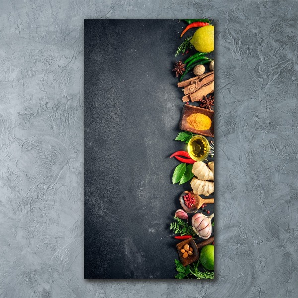 Cuadro decorativo en acrílico brillante vertical Especias y hierbas