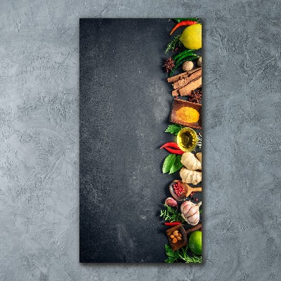 Cuadro decorativo en acrílico brillante vertical Especias y hierbas