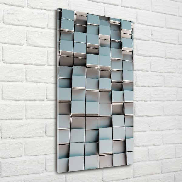 Cuadro de metacrilato moderno efecto cristal vertical Muro de cubos