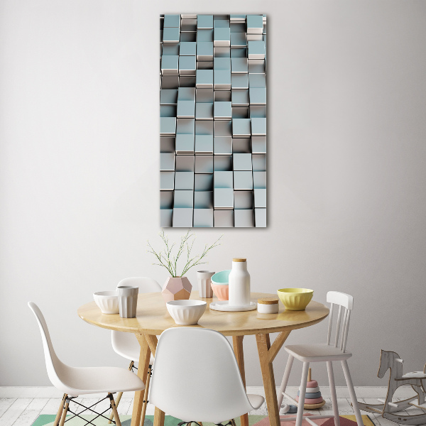 Cuadro de metacrilato moderno efecto cristal vertical Muro de cubos
