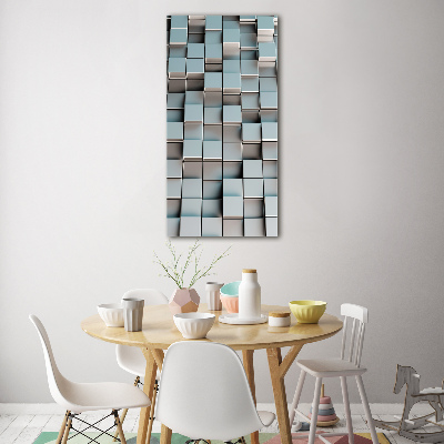 Cuadro de metacrilato moderno efecto cristal vertical Muro de cubos