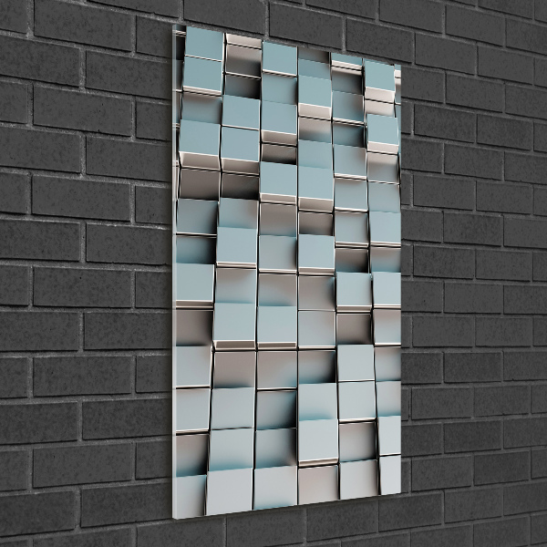 Cuadro de metacrilato moderno efecto cristal vertical Muro de cubos