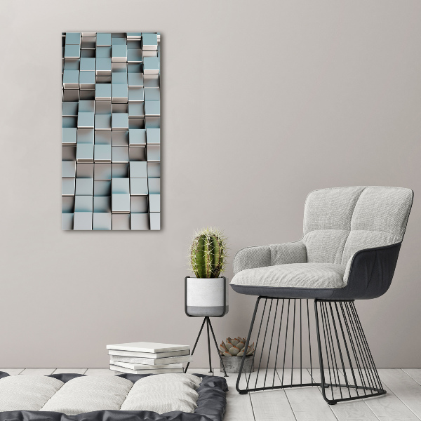 Cuadro de metacrilato moderno efecto cristal vertical Muro de cubos