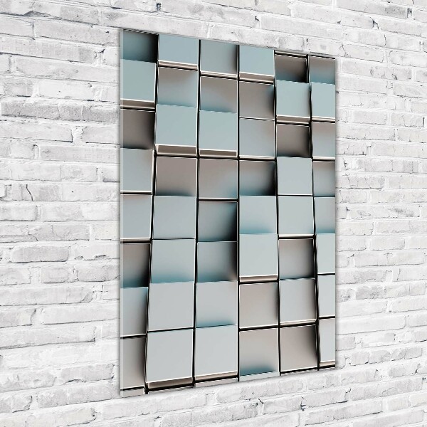 Cuadro de metacrilato moderno efecto cristal vertical Muro de cubos