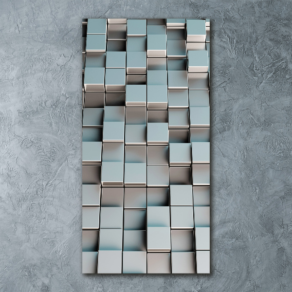 Cuadro de metacrilato moderno efecto cristal vertical Muro de cubos