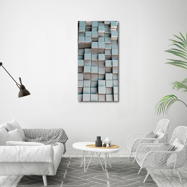 Cuadro de metacrilato moderno efecto cristal vertical Muro de cubos